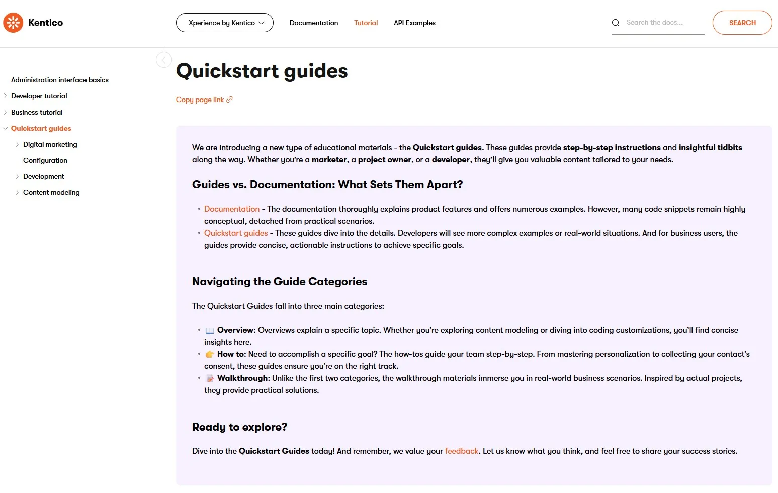 Quickstart guides landing page